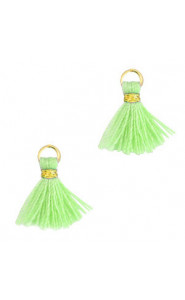 Mini Tassel 1.2cm - Gold-neon mint green